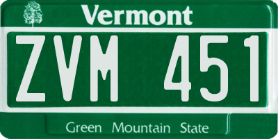 VT license plate ZVM451