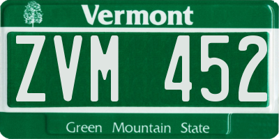 VT license plate ZVM452