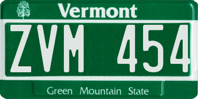 VT license plate ZVM454
