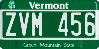 VT license plate ZVM456