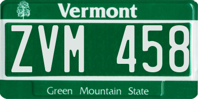 VT license plate ZVM458