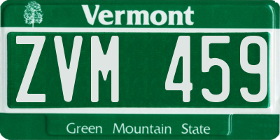VT license plate ZVM459