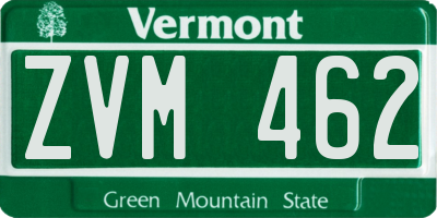 VT license plate ZVM462