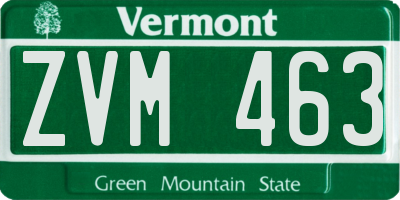 VT license plate ZVM463