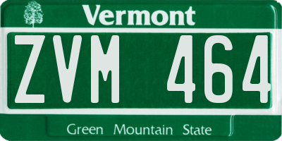 VT license plate ZVM464