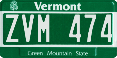 VT license plate ZVM474