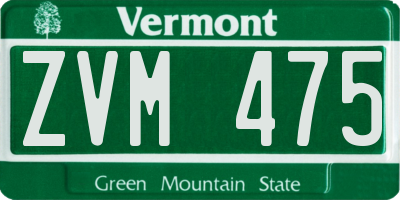 VT license plate ZVM475