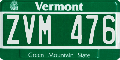 VT license plate ZVM476