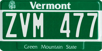 VT license plate ZVM477