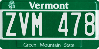 VT license plate ZVM478