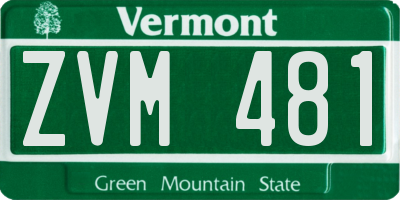 VT license plate ZVM481