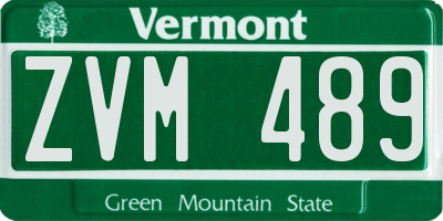 VT license plate ZVM489