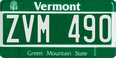 VT license plate ZVM490