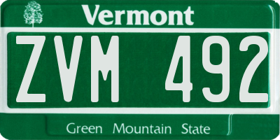 VT license plate ZVM492