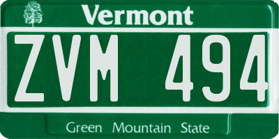 VT license plate ZVM494