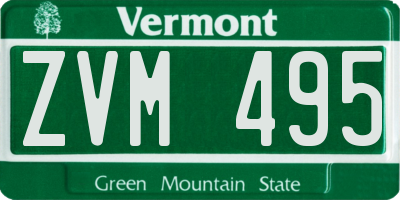 VT license plate ZVM495