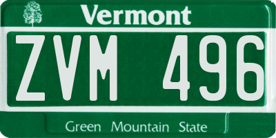 VT license plate ZVM496