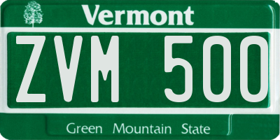 VT license plate ZVM500