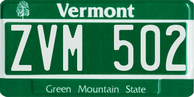 VT license plate ZVM502