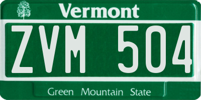 VT license plate ZVM504