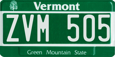 VT license plate ZVM505
