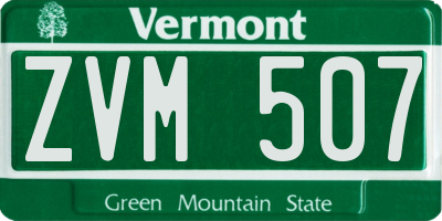 VT license plate ZVM507