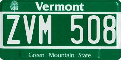 VT license plate ZVM508