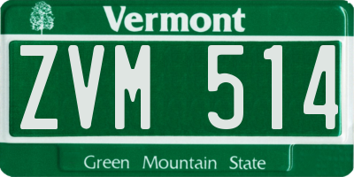 VT license plate ZVM514