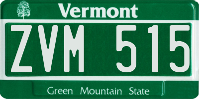 VT license plate ZVM515