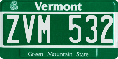 VT license plate ZVM532
