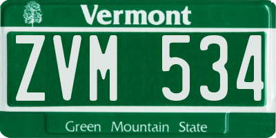 VT license plate ZVM534