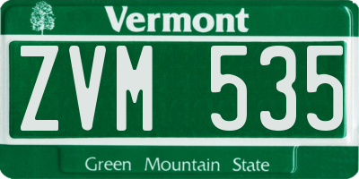 VT license plate ZVM535