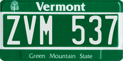 VT license plate ZVM537