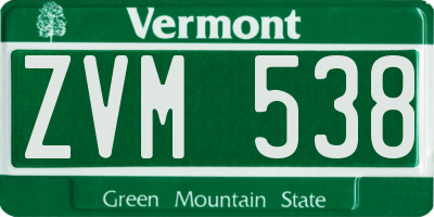 VT license plate ZVM538