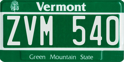 VT license plate ZVM540