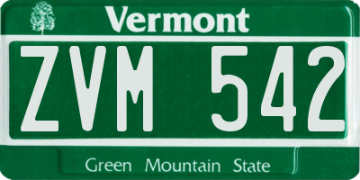 VT license plate ZVM542