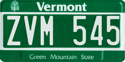 VT license plate ZVM545