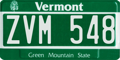 VT license plate ZVM548