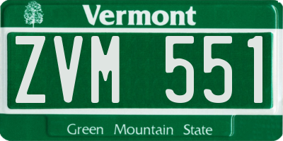 VT license plate ZVM551