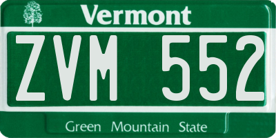VT license plate ZVM552