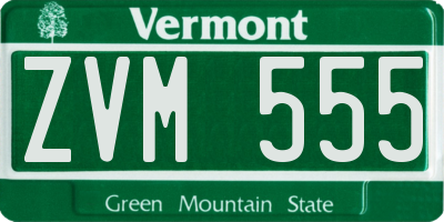VT license plate ZVM555