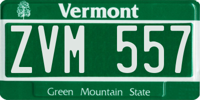 VT license plate ZVM557