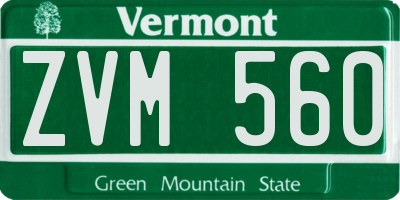 VT license plate ZVM560