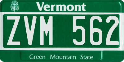 VT license plate ZVM562