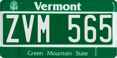 VT license plate ZVM565