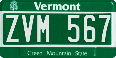 VT license plate ZVM567