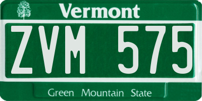 VT license plate ZVM575