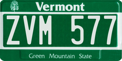 VT license plate ZVM577