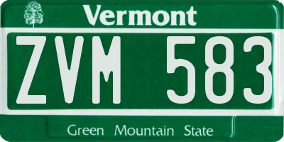 VT license plate ZVM583