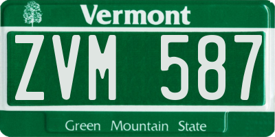 VT license plate ZVM587